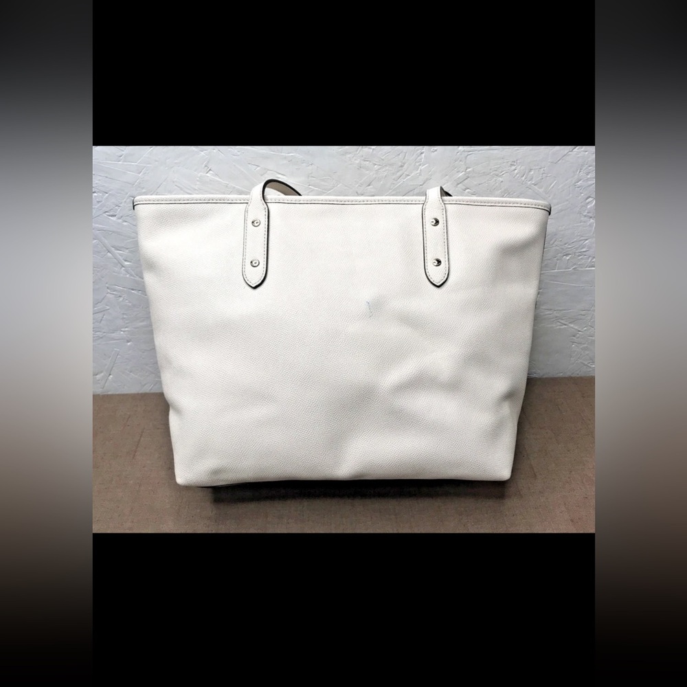 Coach City Zip Tote Shoulder Bag Large Chalk White Ivory Leather F58846 - Picture 5 of 16